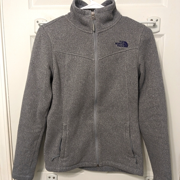 The North Face Crescent Sunset Full Zip Sweatshirt in Grey w/ Navy Logo Size S - Picture 2 of 6